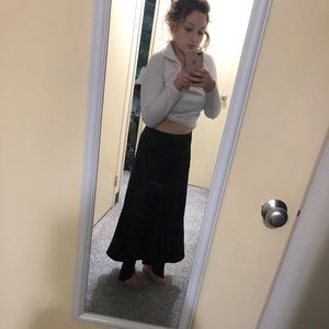 Long Black Flared Business Skirt